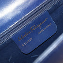 Salvatore Ferragamo Gancini Shoulder Bag Leather Navy Gold Auth YKZ1104-12