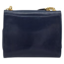 Salvatore Ferragamo Gancini Shoulder Bag Leather Navy Gold Auth YKZ1104-2