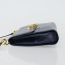 Salvatore Ferragamo Gancini Shoulder Bag Leather Navy Gold Auth YKZ1104-4