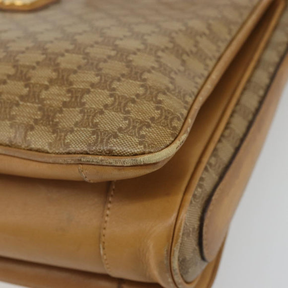 CELINE Macadam Canvas Shoulder Bag PVC Beige Gold Auth YKZ1105