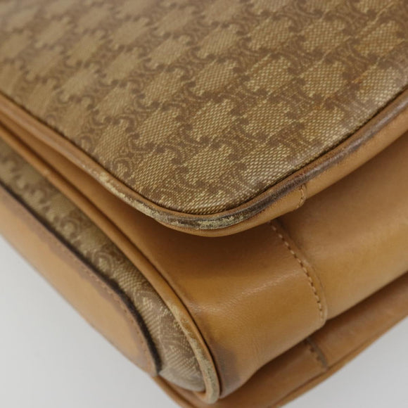 CELINE Macadam Canvas Shoulder Bag PVC Beige Gold Auth YKZ1105