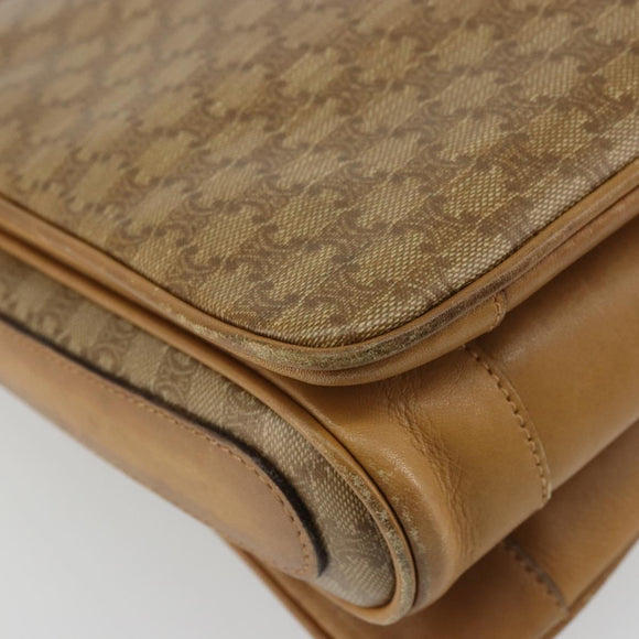 CELINE Macadam Canvas Shoulder Bag PVC Beige Gold Auth YKZ1105