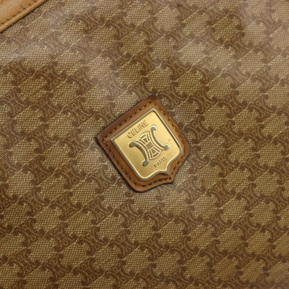 CELINE Macadam Canvas Shoulder Bag PVC Beige Gold Auth YKZ1105