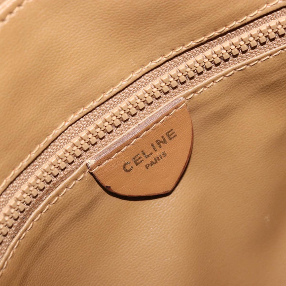 CELINE Macadam Canvas Shoulder Bag PVC Beige Gold Auth YKZ1105