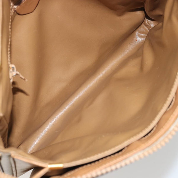 CELINE Macadam Canvas Shoulder Bag PVC Beige Gold Auth YKZ1105