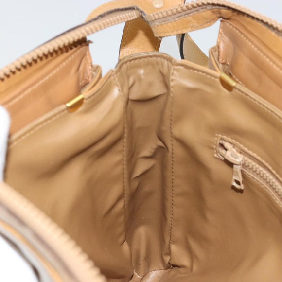 CELINE Macadam Canvas Shoulder Bag PVC Beige Gold Auth YKZ1105