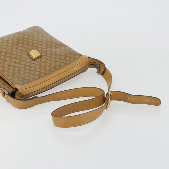 CELINE Macadam Canvas Shoulder Bag PVC Beige Gold Auth YKZ1105
