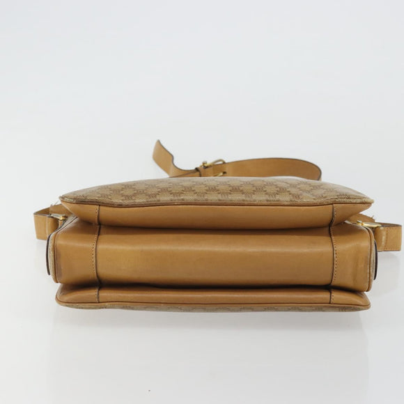 CELINE Macadam Canvas Shoulder Bag PVC Beige Gold Auth YKZ1105