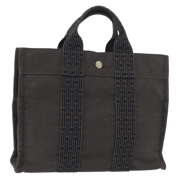 HERMES Her Line PM Hand Bag Canvas Gray Auth YKZ1107
