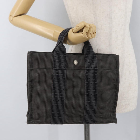 HERMES Her Line PM Hand Bag Canvas Gray Auth YKZ1107