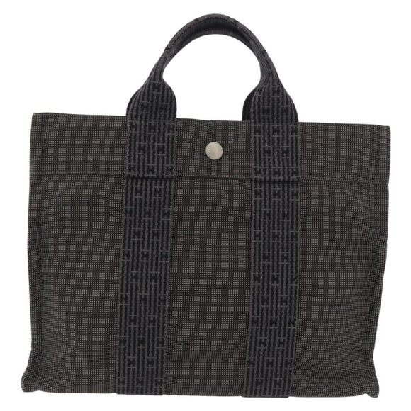 HERMES Her Line PM Hand Bag Canvas Gray Auth YKZ1107