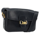 CELINE Horse Carriage Shoulder Bag Leather Navy Gold Auth YKZ1109-1