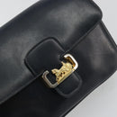 CELINE Horse Carriage Shoulder Bag Leather Navy Gold Auth YKZ1109-14