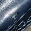 CELINE Horse Carriage Shoulder Bag Leather Navy Gold Auth YKZ1109-15