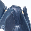 CELINE Horse Carriage Shoulder Bag Leather Navy Gold Auth YKZ1109-17
