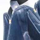 CELINE Horse Carriage Shoulder Bag Leather Navy Gold Auth YKZ1109-18