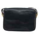 CELINE Horse Carriage Shoulder Bag Leather Navy Gold Auth YKZ1109-3