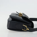 CELINE Horse Carriage Shoulder Bag Leather Navy Gold Auth YKZ1109-4