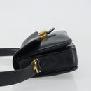 CELINE Horse Carriage Shoulder Bag Leather Navy Gold Auth YKZ1109-5