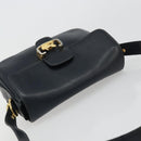 CELINE Horse Carriage Shoulder Bag Leather Navy Gold Auth YKZ1109-6