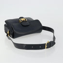 CELINE Horse Carriage Shoulder Bag Leather Navy Gold Auth YKZ1109-7