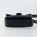 CELINE Horse Carriage Shoulder Bag Leather Navy Gold Auth YKZ1109-9