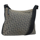 Christian Dior Trotter Canvas Shoulder Bag Navy Silver Auth YKZ111-1