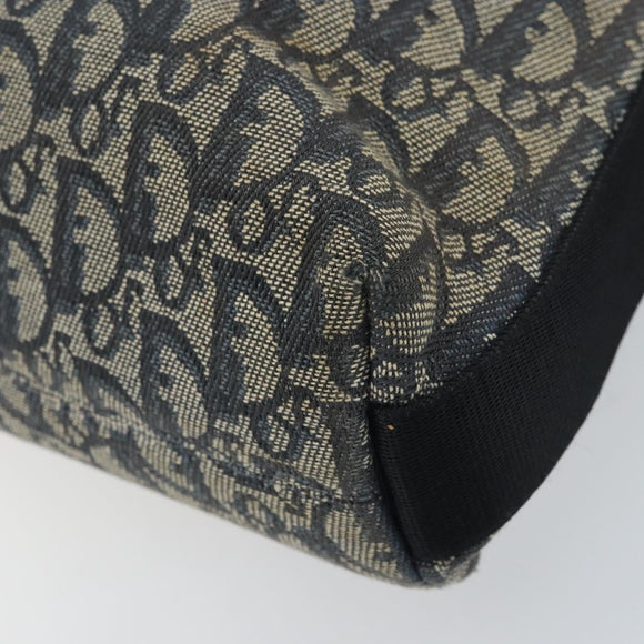 Christian Dior Trotter Canvas Shoulder Bag Navy Silver Auth YKZ111