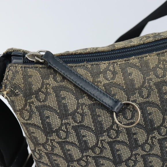 Christian Dior Trotter Canvas Shoulder Bag Navy Silver Auth YKZ111