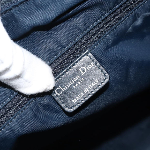 Christian Dior Trotter Canvas Shoulder Bag Navy Silver Auth YKZ111