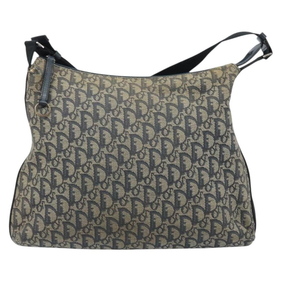 Christian Dior Trotter Canvas Shoulder Bag Navy Silver Auth YKZ111