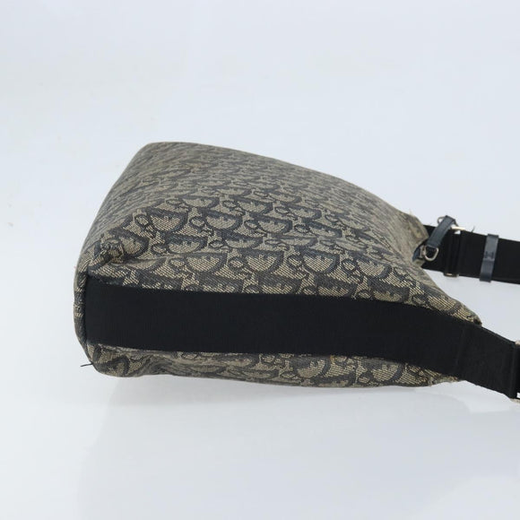 Christian Dior Trotter Canvas Shoulder Bag Navy Silver Auth YKZ111