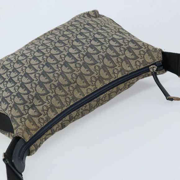 Christian Dior Trotter Canvas Shoulder Bag Navy Silver Auth YKZ111