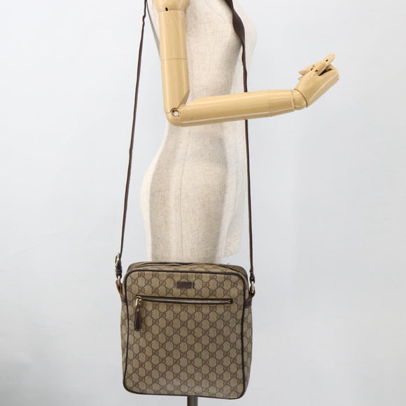 GUCCI GG Supreme Shoulder Bag PVC Beige Gold 201448 Auth YKZ1110