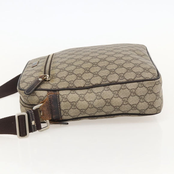 GUCCI GG Supreme Shoulder Bag PVC Beige Gold 201448 Auth YKZ1110