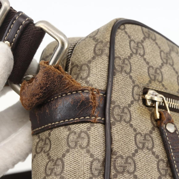 GUCCI GG Supreme Shoulder Bag PVC Beige Gold 201448 Auth YKZ1110