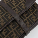 FENDI Zucca Canvas Shoulder Bag Black Brown Auth YKZ1111-10