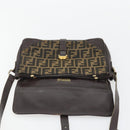 FENDI Zucca Canvas Shoulder Bag Black Brown Auth YKZ1111-11