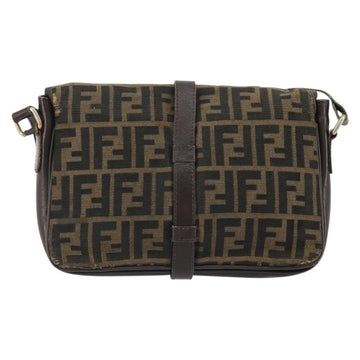 FENDI Zucca Canvas Shoulder Bag Black Brown Auth YKZ1111 - 0