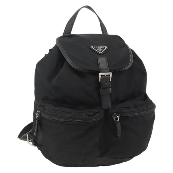PRADA Backpack Nylon Black Silver Auth YKZ1112