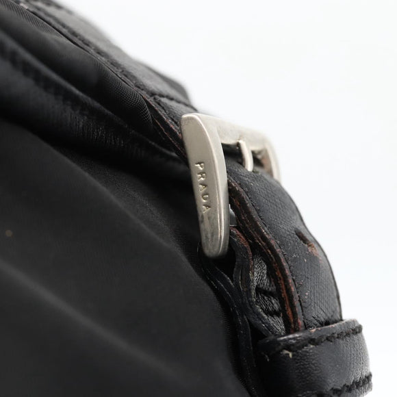 PRADA Backpack Nylon Black Silver Auth YKZ1112
