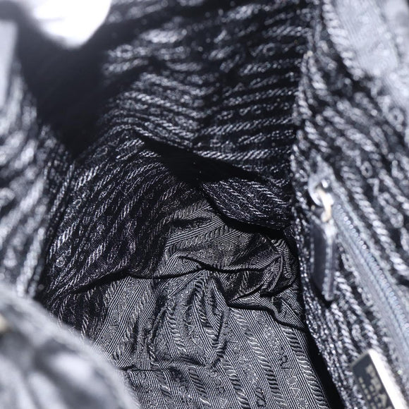 PRADA Backpack Nylon Black Silver Auth YKZ1112