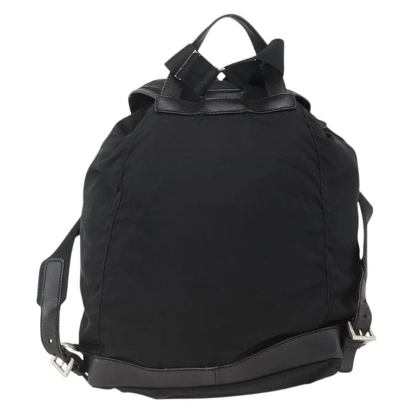 PRADA Backpack Nylon Black Silver Auth YKZ1112