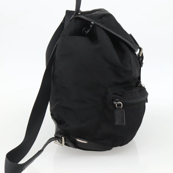 PRADA Backpack Nylon Black Silver Auth YKZ1112