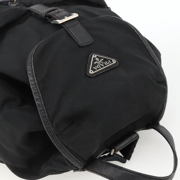PRADA Backpack Nylon Black Silver Auth YKZ1112