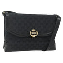 GUCCI GG Canvas Shoulder Bag Black Gold Auth YKZ1114-1