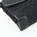 GUCCI GG Canvas Shoulder Bag Black Gold Auth YKZ1114-14