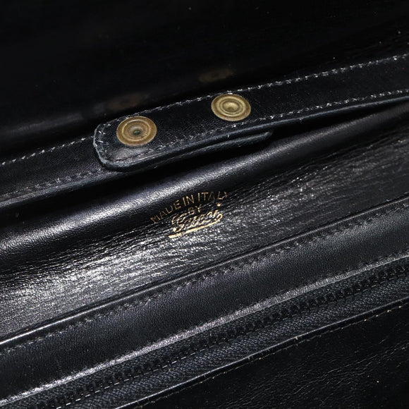 GUCCI GG Canvas Shoulder Bag Black Gold Auth YKZ1114