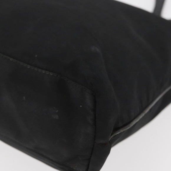 PRADA Tote Bag Nylon Zwart Zilver Auth YKZ1116