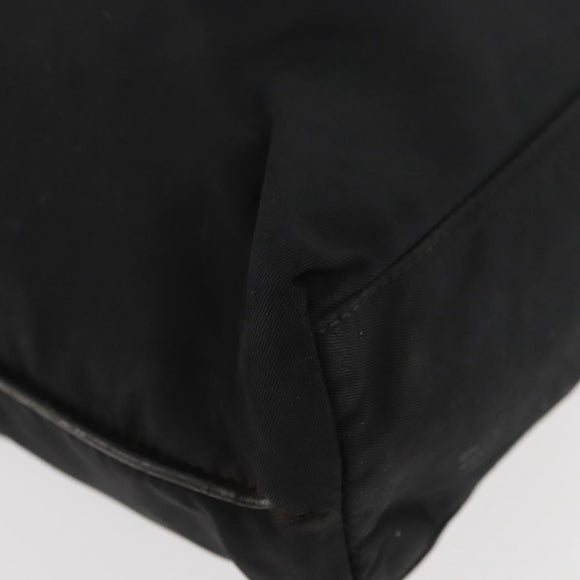 PRADA Tote Bag Nylon Zwart Zilver Auth YKZ1116